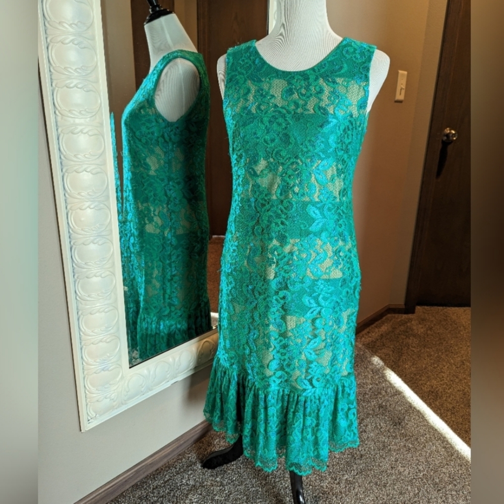 Nine West Green Lace Sleeveless Dress